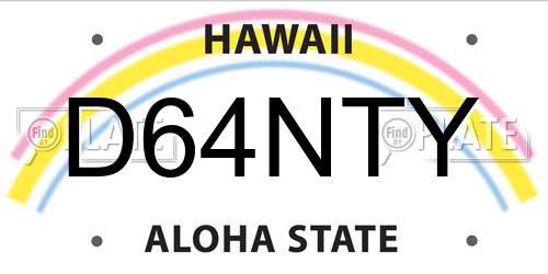 D64NTY Hawaii License Plate