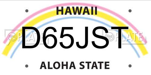D65JST Hawaii License Plate