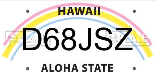 D68JSZ Hawaii License Plate