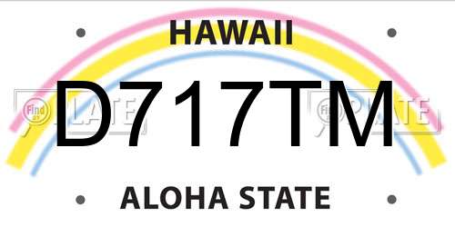 D717TM Hawaii License Plate