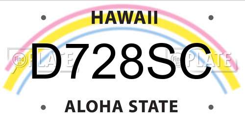 D728SC Hawaii License Plate