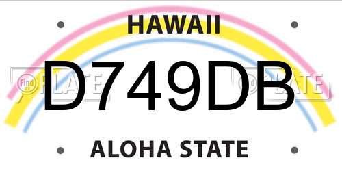D749DB Hawaii License Plate
