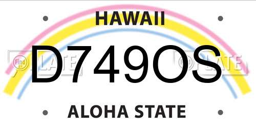 D749OS Hawaii License Plate