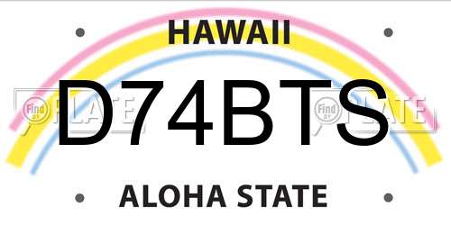 D74BTS Hawaii License Plate