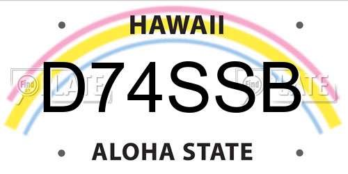 D74SSB Hawaii License Plate
