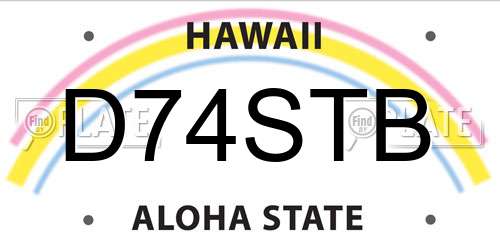 D74STB Hawaii License Plate