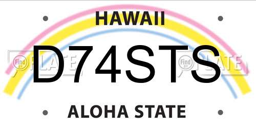 D74STS Hawaii License Plate