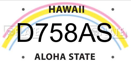D758AS Hawaii License Plate