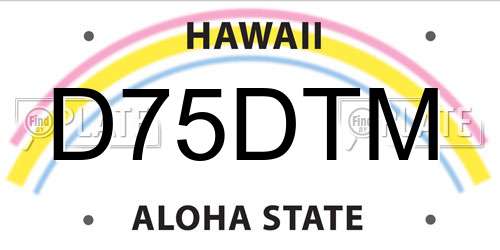 D75DTM Hawaii License Plate