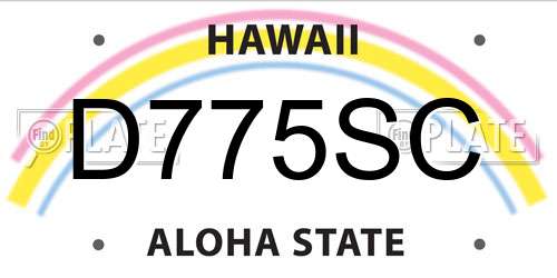 D775SC Hawaii License Plate
