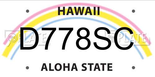 D778SC Hawaii License Plate