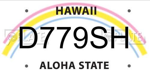 D779SH Hawaii License Plate