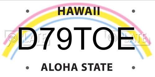 D79TOE Hawaii License Plate