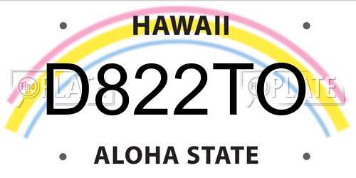 D822TO Hawaii License Plate