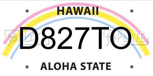 D827TO Hawaii License Plate
