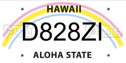 D828ZI Hawaii License Plate