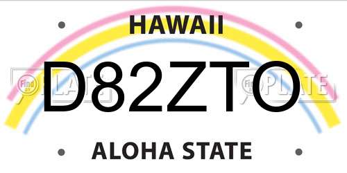 D82ZTO Hawaii License Plate