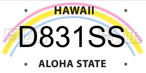 D831SS Hawaii License Plate