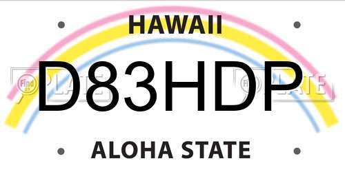 D83HDP Hawaii License Plate