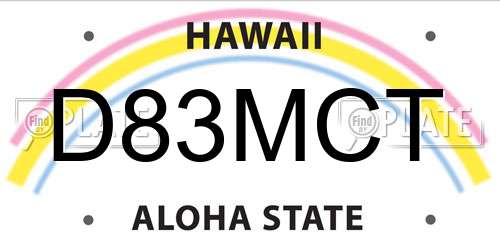 D83MCT Hawaii License Plate