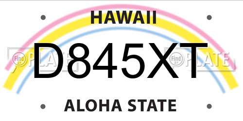 D845XT Hawaii License Plate