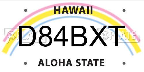 D84BXT Hawaii License Plate