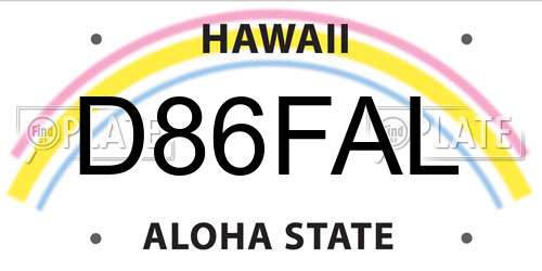 D86FAL Hawaii License Plate