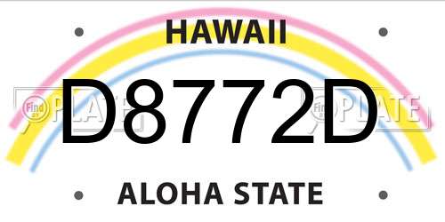 D8772D Hawaii License Plate