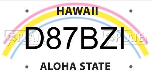 D87BZI Hawaii License Plate