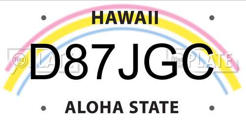 D87JGC Hawaii License Plate