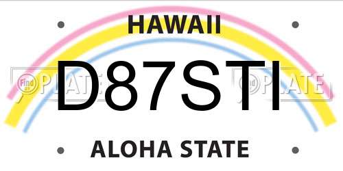 D87STI Hawaii License Plate