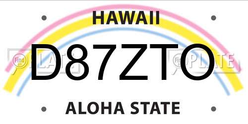 D87ZTO Hawaii License Plate