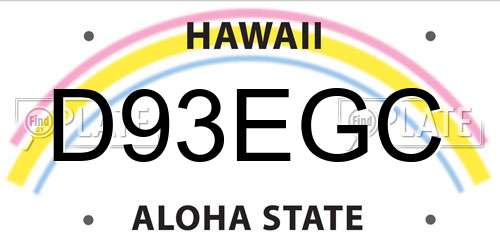 D93EGC Hawaii License Plate