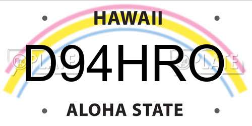 D94HRO Hawaii License Plate