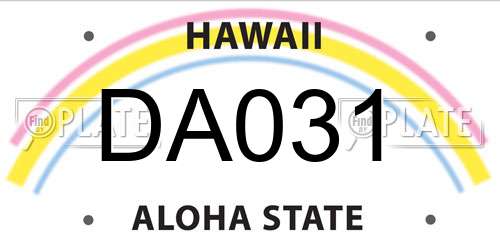 DA031 Hawaii License Plate