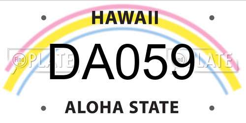 DA059 Hawaii License Plate