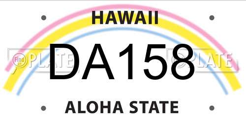 DA158 Hawaii License Plate
