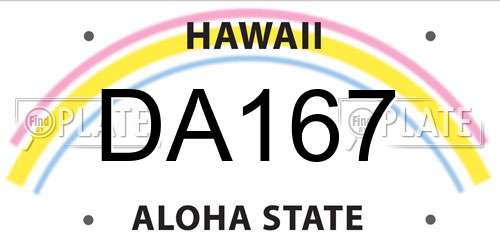 DA167 Hawaii License Plate