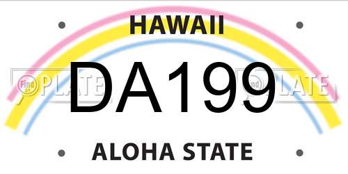 DA199 Hawaii License Plate