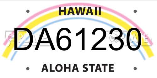 DA61230 Hawaii License Plate
