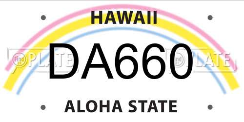 DA660 Hawaii License Plate