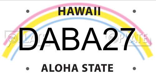 DABA27 Hawaii License Plate