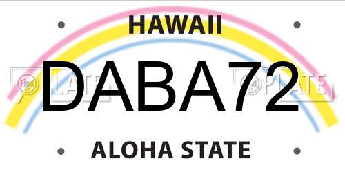 DABA72 Hawaii License Plate