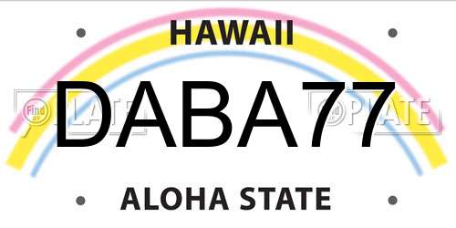 DABA77 Hawaii License Plate
