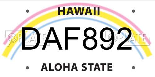 DAF892 Hawaii License Plate