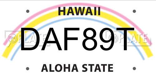 DAF89T Hawaii License Plate
