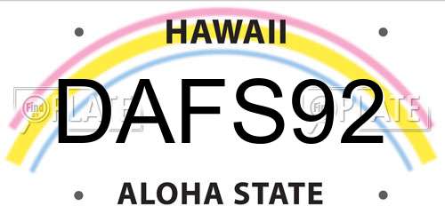 DAFS92 Hawaii License Plate