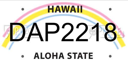 DAP2218 Hawaii License Plate