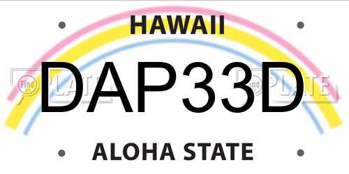 DAP33D Hawaii License Plate