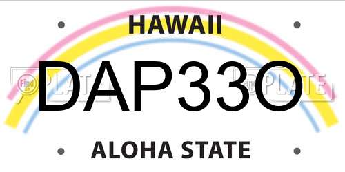 DAP33O Hawaii License Plate